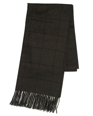 Joshua Ellis Classic Prince Of Wales Check 100% Cashmere Scarf Loden x Green